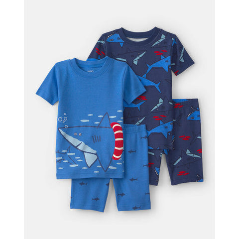 Toddler Boys' Short-Sleeve Shark 4-Piece Pajama Set 2U656310