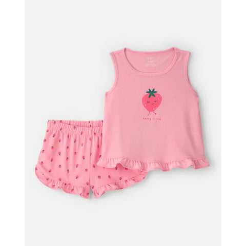 Girls' 2-Piece Strawberry Sleeveless Pajama Set 2V319910