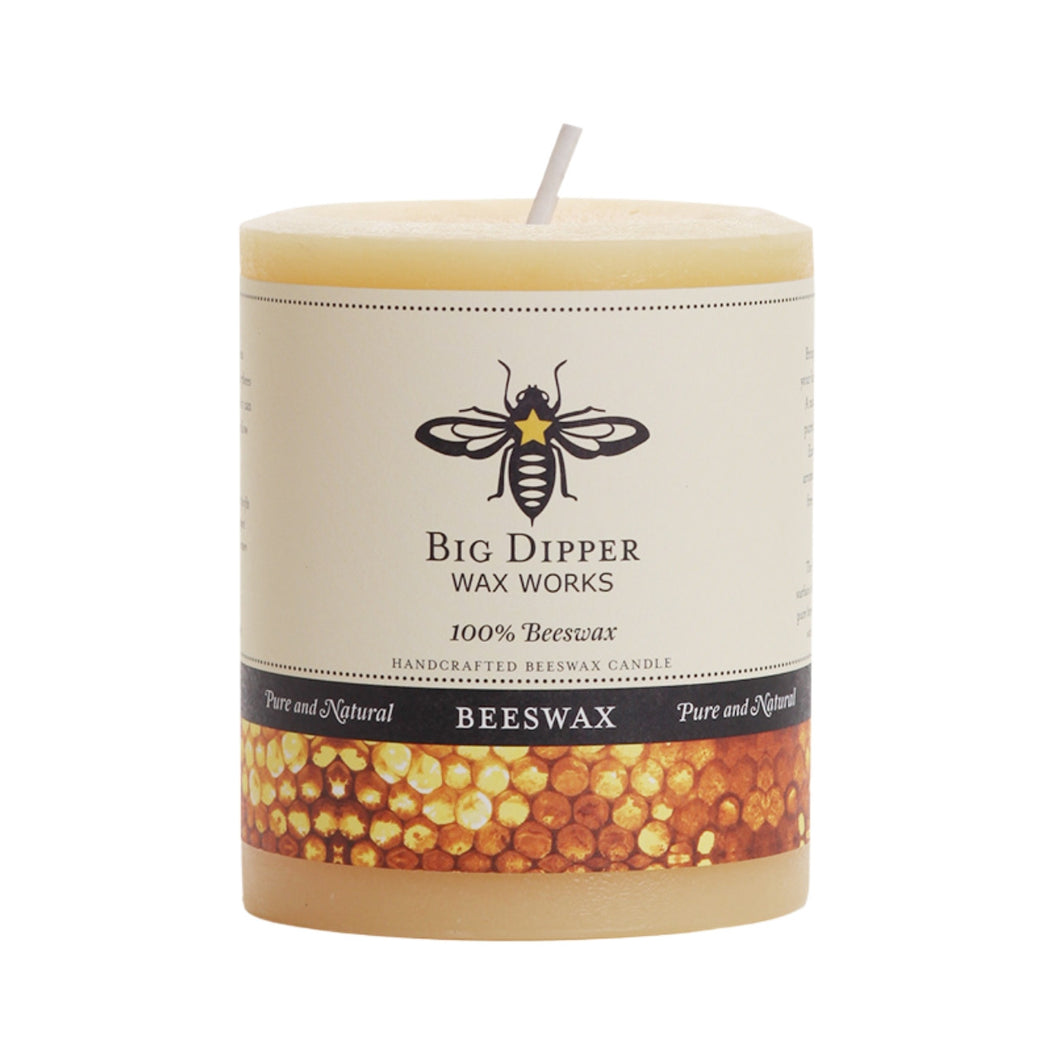 Big Dipper Wax Works pure beeswax pillar candle medium size