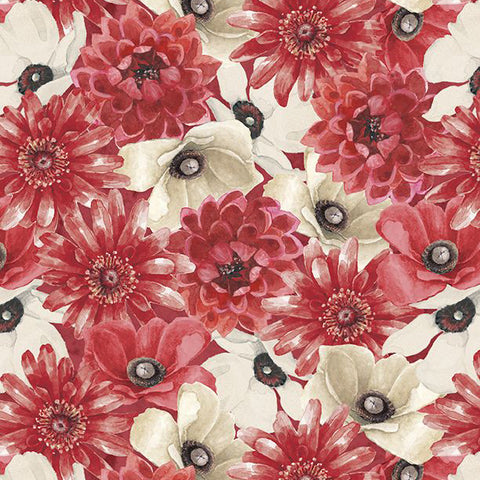 Scarlet Dreams Collection Packed Flowers Cotton Fabric 30108