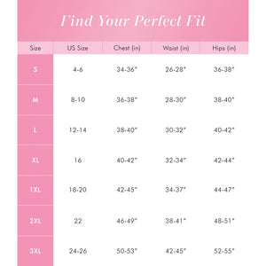 Find Your Perfect Fit, size chart