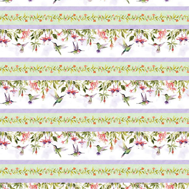 Hummingbird Floral Collection Cotton Fabric Repeating Stripes 3023-39827-176