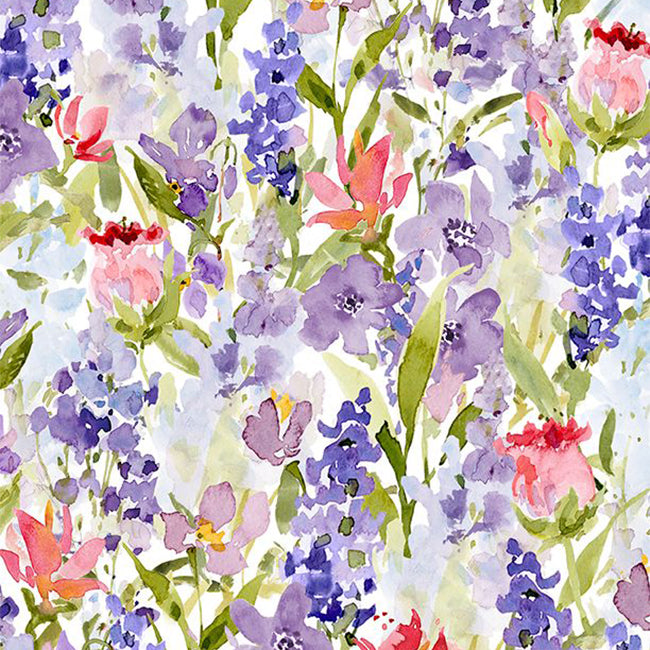 Hummingbird Floral Collection Watercolor Cotton Fabric 3023-39828