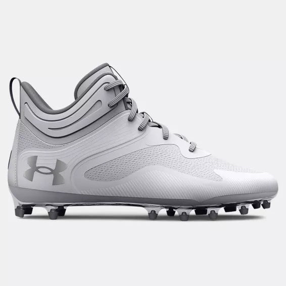 White Men's UA Command MC Mid Lacrosse Cleats 3025639-100