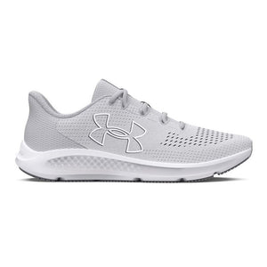 Halo Gray/White Women's Charged Pursuit 3 Big Logo Running Shoes 3026523-100