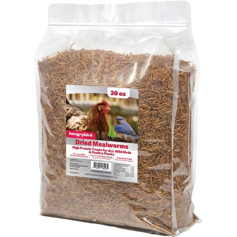Hungrybird dried mealworms in bag, 30 oz size