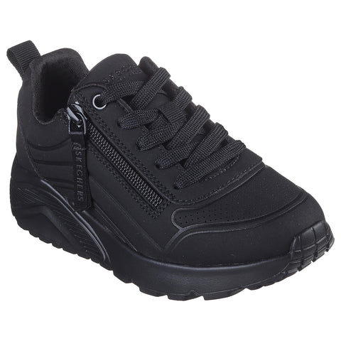 Children's Skechers Uno Lite Easy Zip Sneaker in black