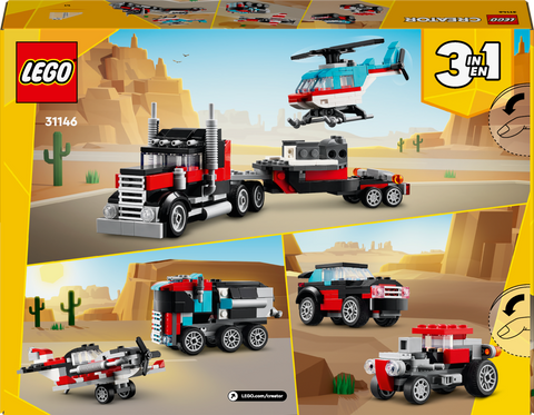 LEGO� Creator Flatbed Truck with Helicopter Toy 31146 Back of box