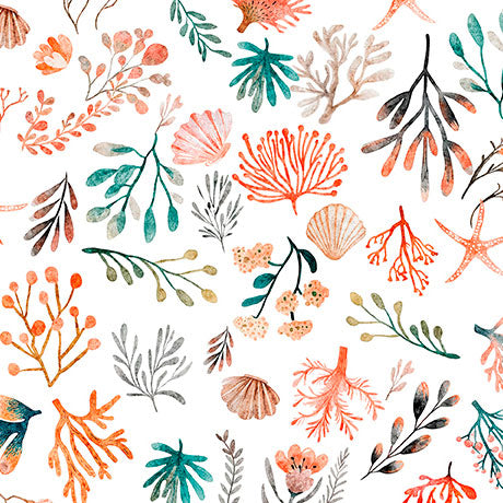 white coral, Cuties II Collection Cotton Fabric 314
