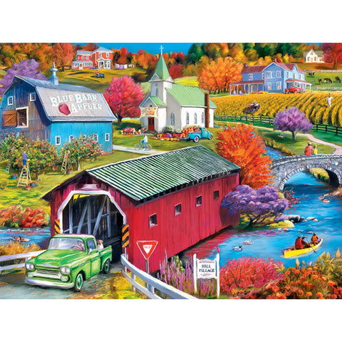 Country Escapes Hill Village Covered Bridge 550-Piece Puzzle 32292