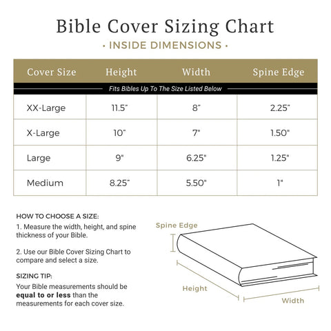 Bible Cover Sizing Chart