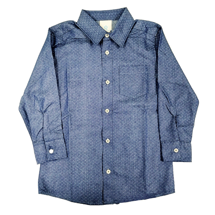 Boys' Long-Sleeve Blue Dotted Shirt 3303 2303