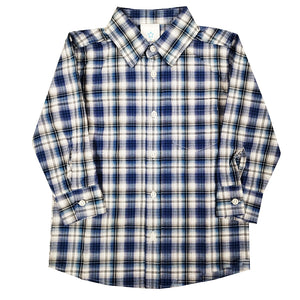 Boys' Long-Sleeve Blue & Black Plaid Shirt 3306 2306