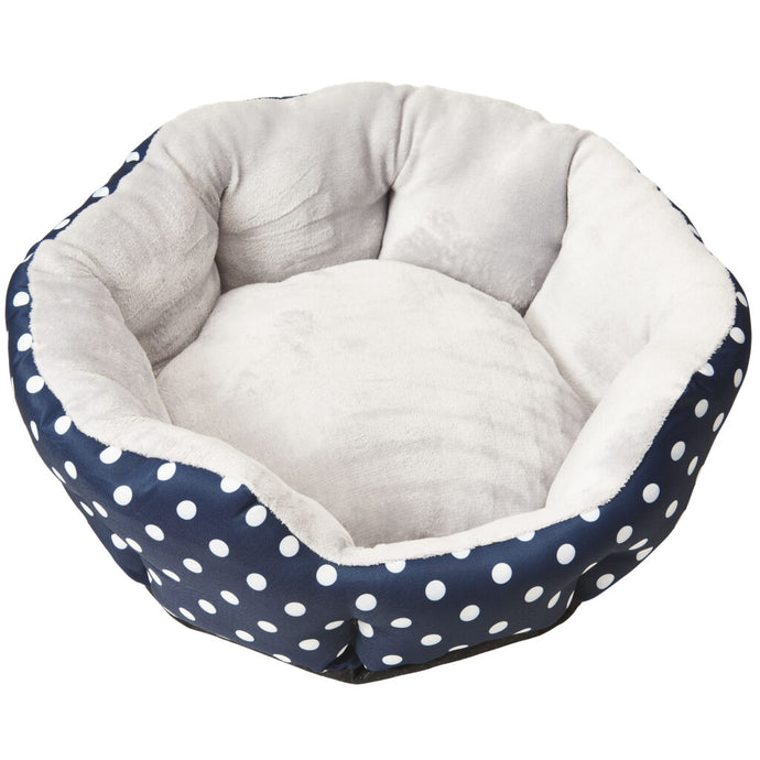 Navy Polka Dot Dog Bed