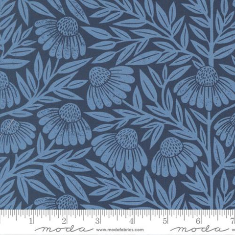 dark blue, Garden Series Collection Echinacea Cotton Fabric 3322