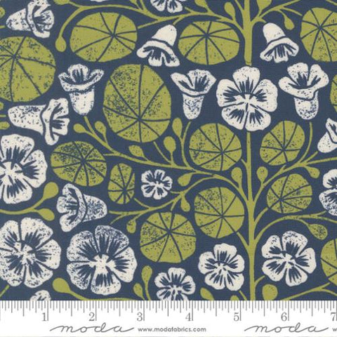 dark blue, Garden Series Collection Nasturtium Cotton Fabric 3323