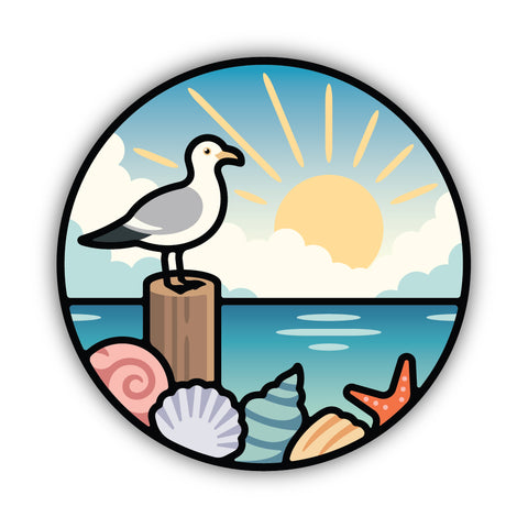 Seagull and Shells Sticker 3327-LSTK