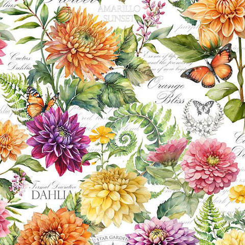 Dahlia Botanica Collection Large Floral Cotton Fabric 33923