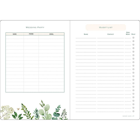Sample Pages: Wedding Party, Guest List