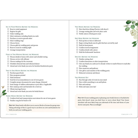 Sample Pages: Months and Weeks and Days Before the Wedding Day