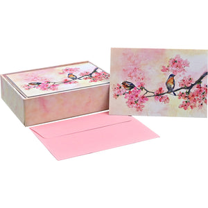 Cherry Blossoms in Spring Boxed Note Card Set with Decorative Box