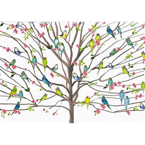 Front of Tree of Budgies Note Card