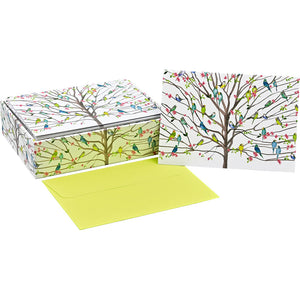 Tree of Budgies Boxed Note Card Set with Decorative Box