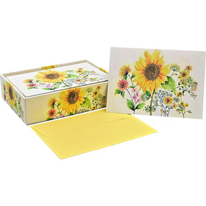 Watercolor Sunflower Boxed Note Card Set with Decorative Box