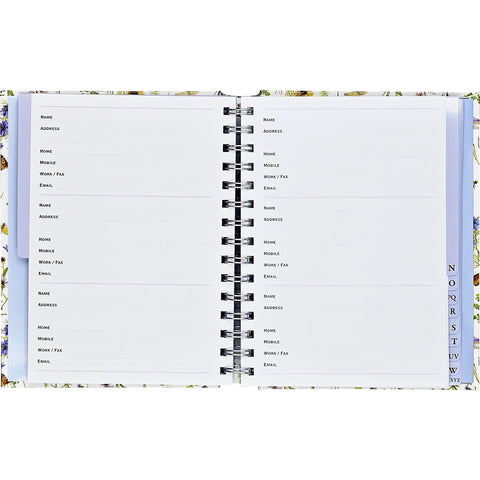 Sample Pages: Name, Address, Home, Mobile, Work/Fax, Email