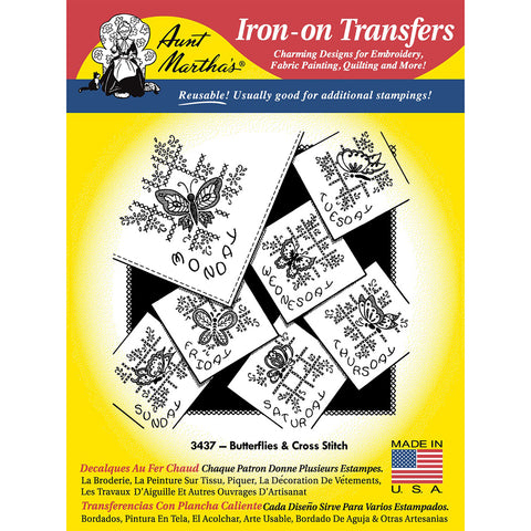 Butterflies & Cross Stitch Iron-On Transfers