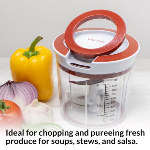 Valore 1.2 L Pull-String Food Chopper with vegetables