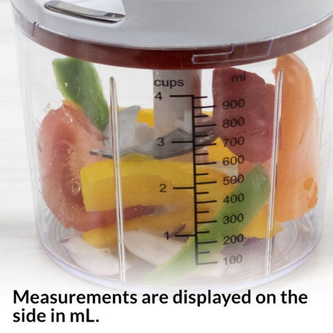 Valore 1.2 L Pull-String Food Chopper with vegetables in bowl