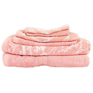 Coral Foliage 6-Piece Plush Cotton Towel Set