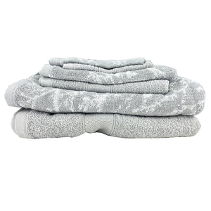 Gray Foliage 6-Piece Plush Cotton Towel Set