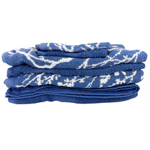 Navy Foliage 6-Piece Plush Cotton Towel Set