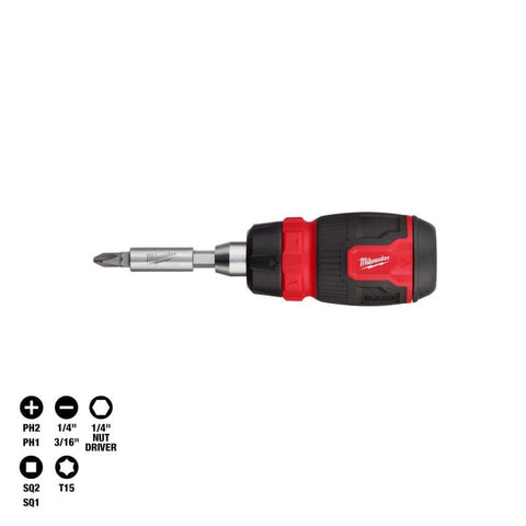 Tool 8-In-1 Ratcheting Compact Multi-Bit Screwdriver