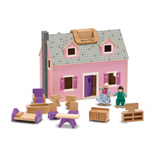 wooden dollhouse with accessories