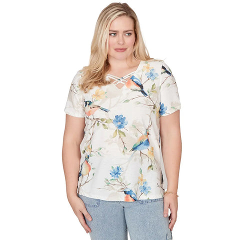 Women's Short-Sleeve Chickadees Knit Top 39152