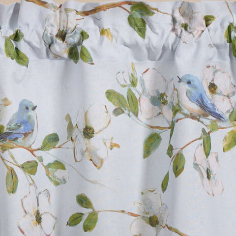 Dogwoods & Blue Birds Valance 3954-470 closer view of fabric design