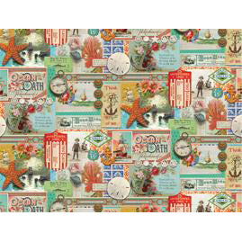 Saltwater Collection Patchwork Collage Cotton Fabric 39571