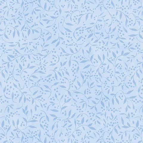 light-blue-Country Blue Collection Tonal Leaves Cotton Fabric 39904