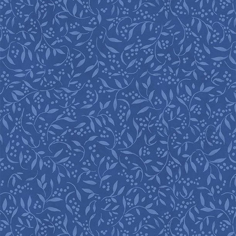 dark blue, Country Blue Collection Tonal Leaves Cotton Fabric 39904