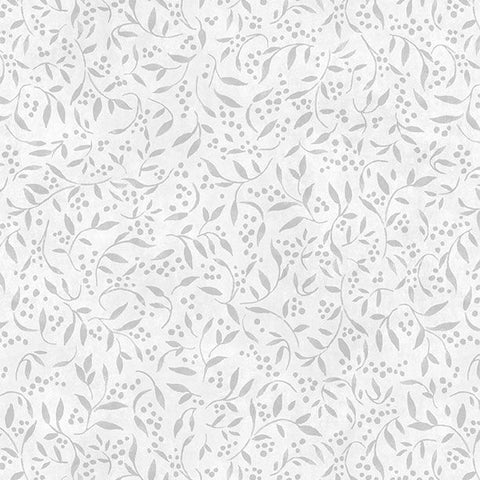 gray, Country Blue Collection Tonal Leaves Cotton Fabric 39904