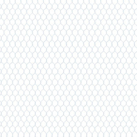 white, Country Blue Collection Chicken Wire Cotton Fabric 39905