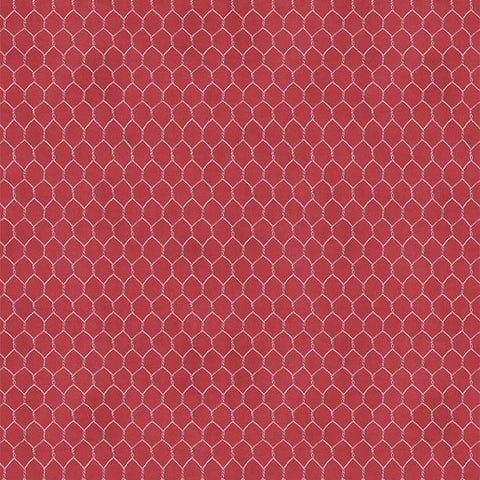 red, Country Blue Collection Chicken Wire Cotton Fabric 39905