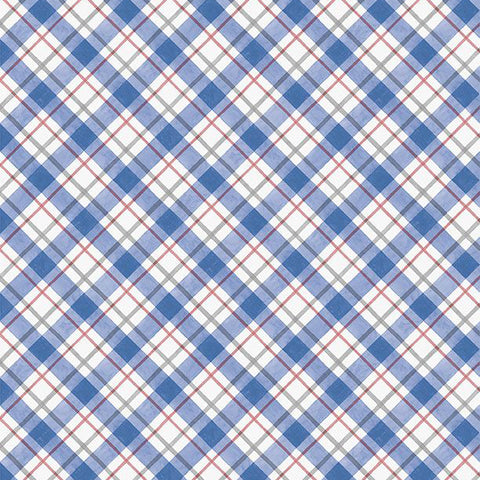blue, Country Blue Collection Diagonal Plaid Cotton Fabric 39906