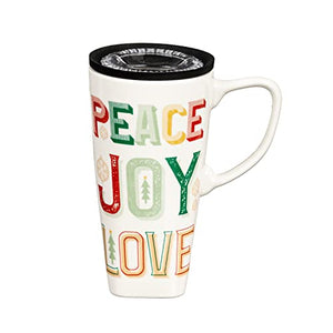 Ceramic Travel Cup Peace, Love, Joy 3CLC96136