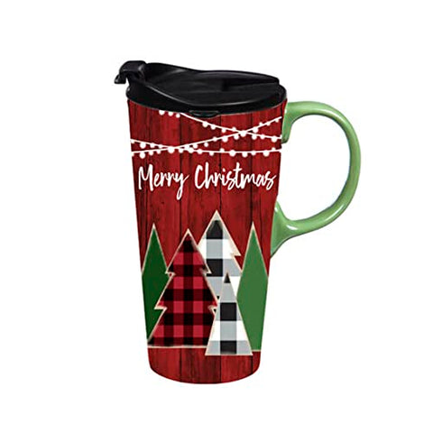 Ceramic Travel Cup Merry Christmas Cabin 3CTC01024