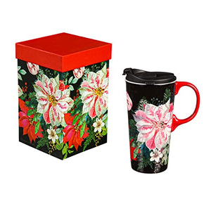Ceramic Travel Cup Lush Christmas Florals 3CTC019608