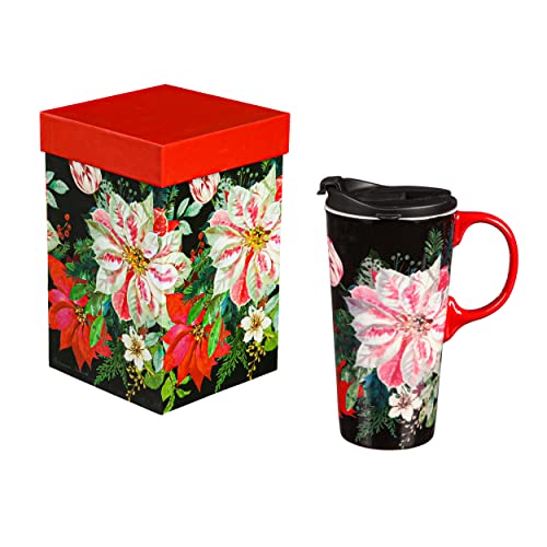 Ceramic Travel Cup Lush Christmas Florals 3CTC019608